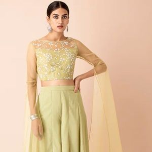 Lime Embroidered Maxi Sleeve Crop Top